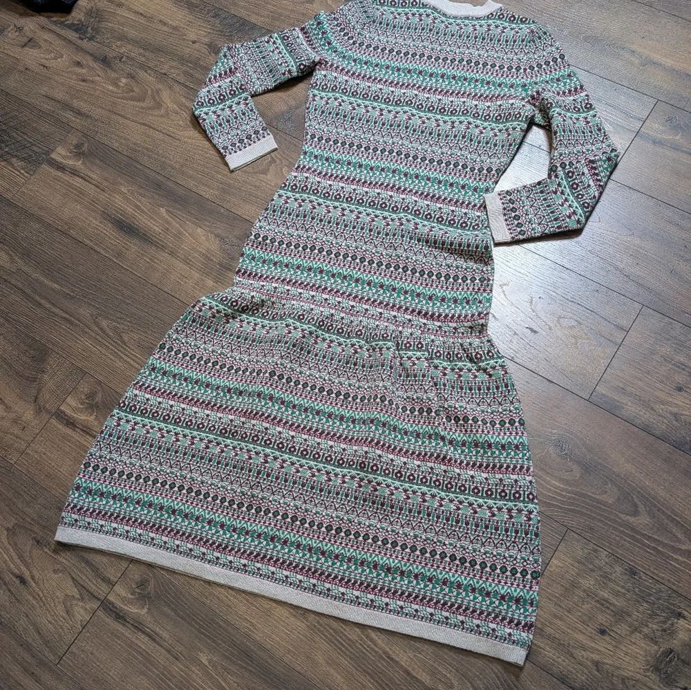 Joie Green Cream‎ Purple Patterned Long Sleeve Maxi Dress Dress Size Small